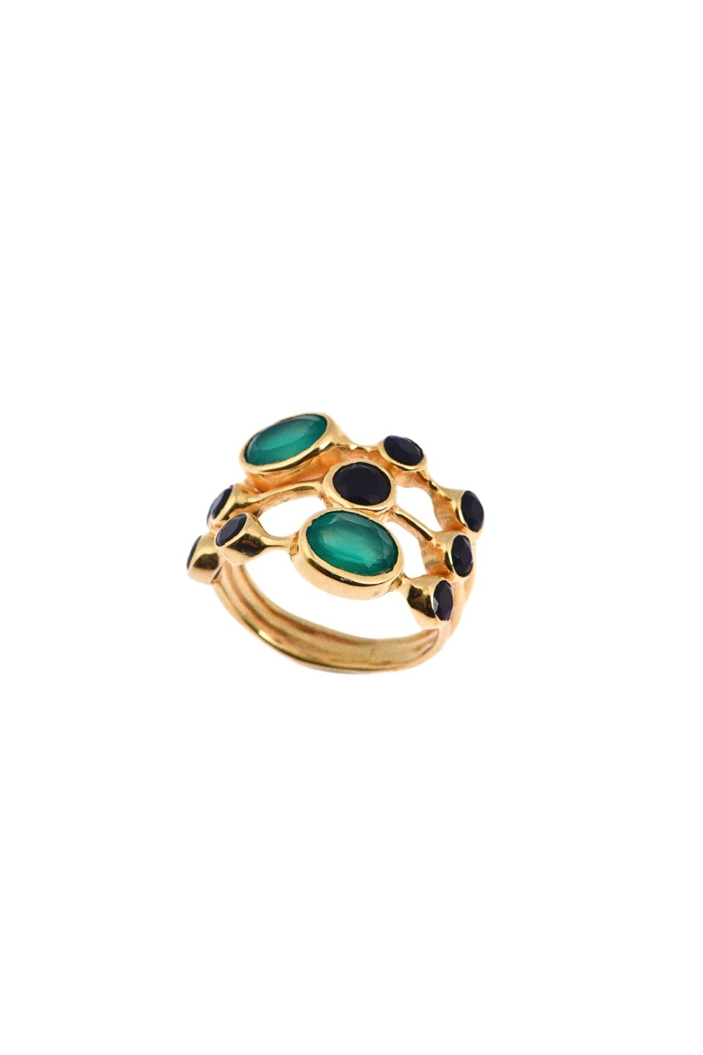 Manus In Mano-Persia Oniks Ve Yeşil Akik Gümüş Yüzük-Yüzük-1-Milagron.com