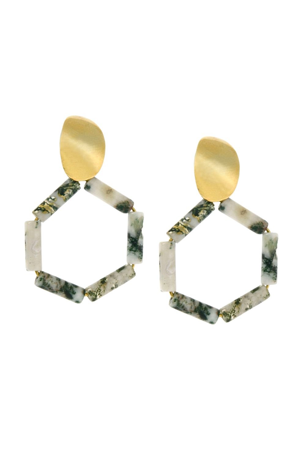 Manus In Mano-Ronda Doğal Taş Gümüş Küpe-Küpe-1-Milagron.com