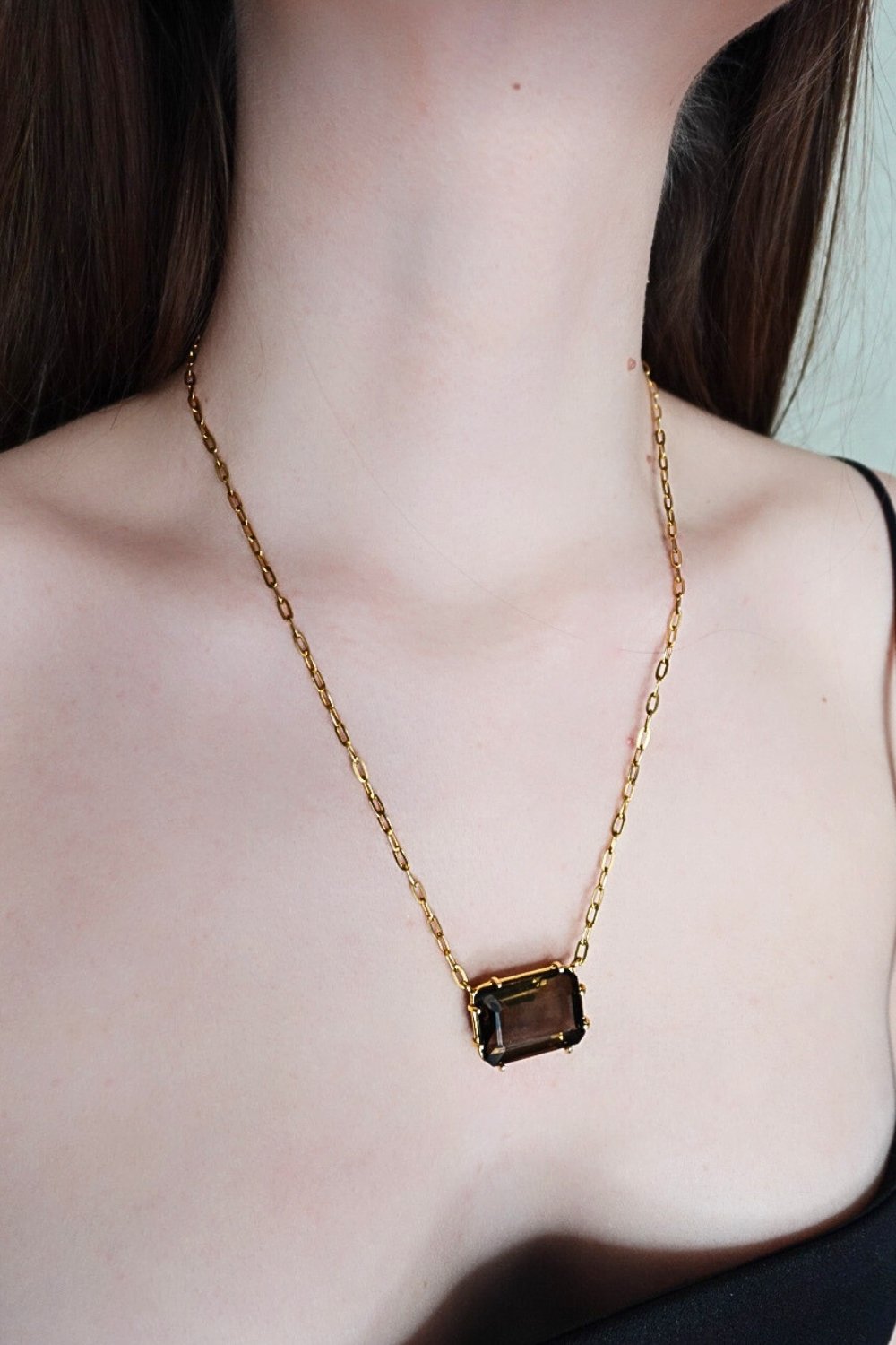 Manus In Mano-Smoky Dumanlı Kuvars Doğal Taş Gümüş Kolye - Toprak Elementi-Kolye-3-Milagron.com