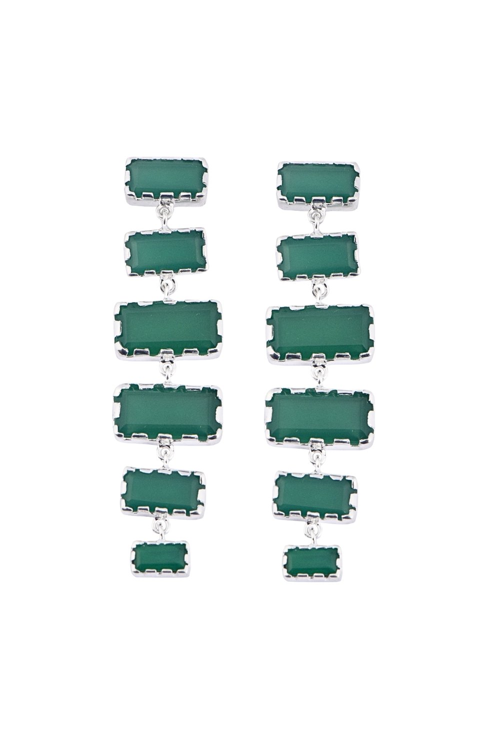 Manus In Mano-Verano Yeşil Akik Sallantılı Gümüş Küpe-Küpe-1-Milagron.com