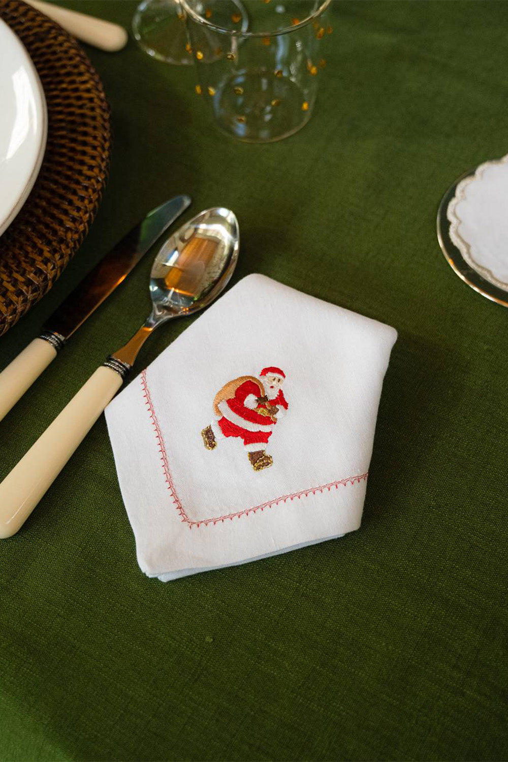 Christmas Noel Baba Nakışlı Peçete Beyaz - 1