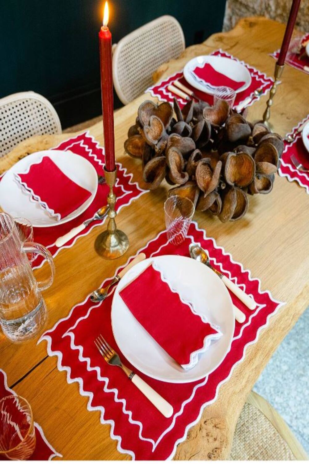 Vila Amerikan Servis Peçete Set Kırmızı Beyaz - 1