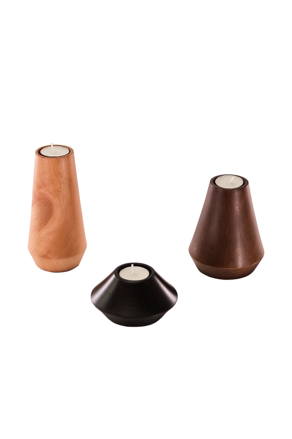 Massello Design-Conico 3'lü Ahşap Şamdan & T-light Mumluk-Mumluk & Şamdan-1-Milagron.com