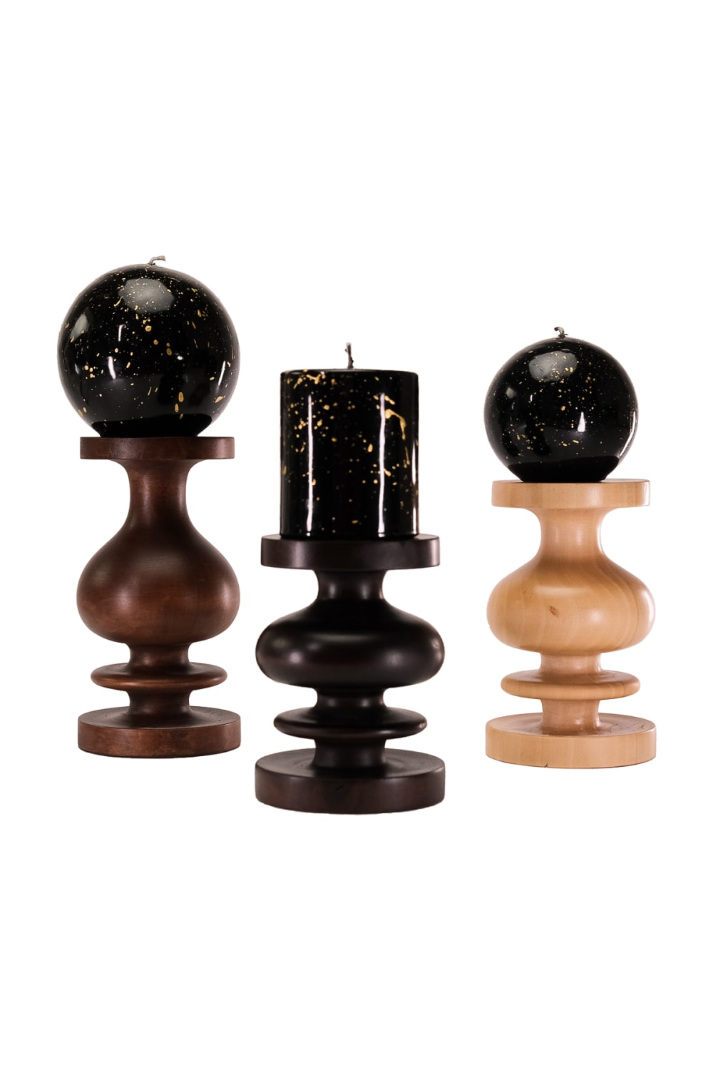 Massello Design-Lathe 3'lü Ahşap Sütun Mumluk-Mumluk & Şamdan-1-Milagron.com