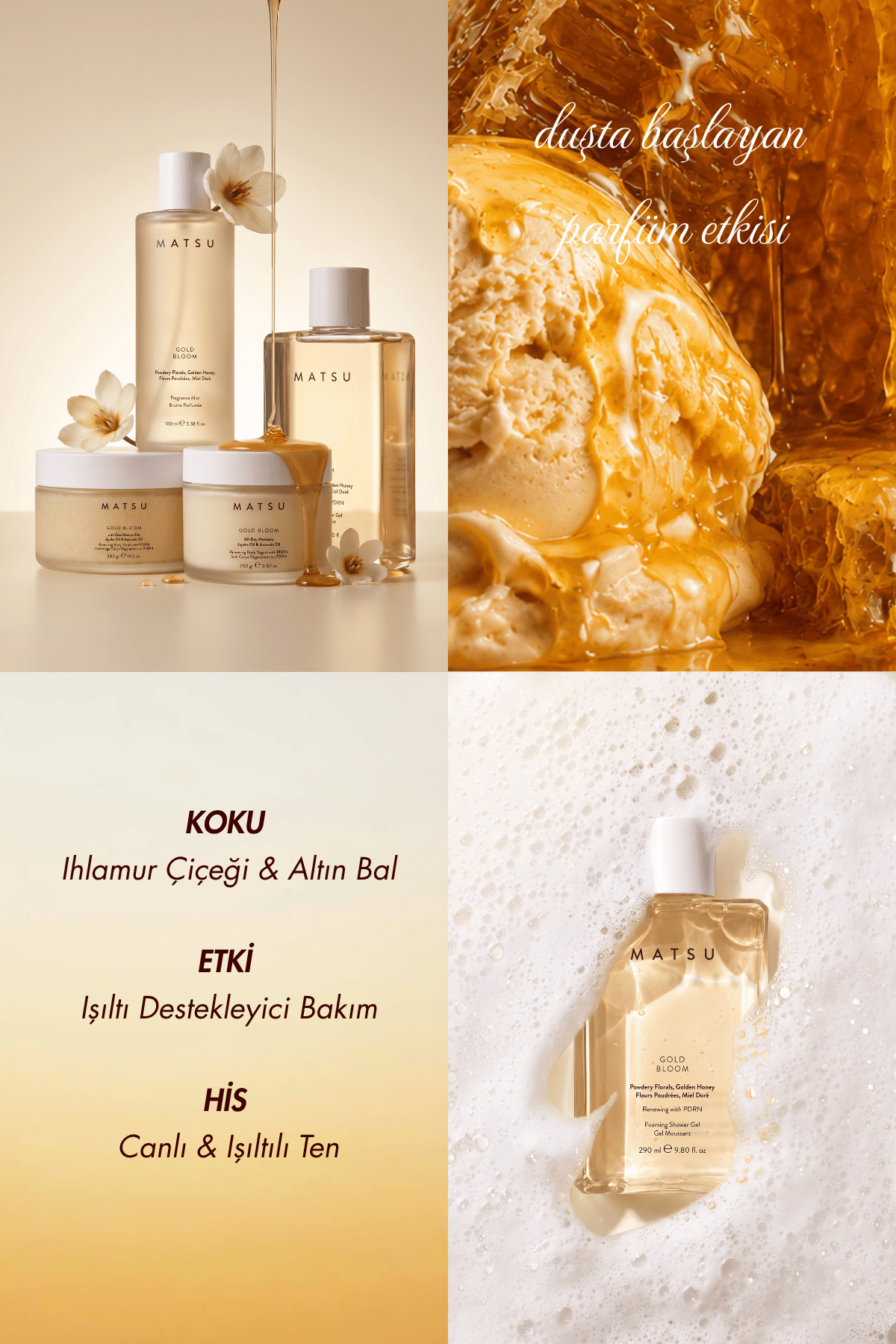 Gold Bloom Çiçeksi Aromatik Pdrn Duş Jeli