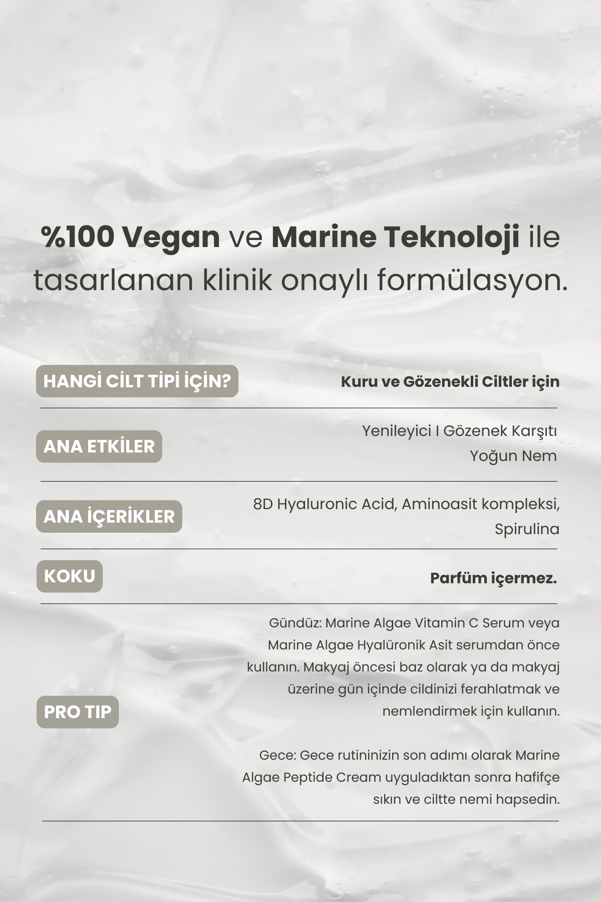 Marine Algae Nemlendirici Yüz Misti