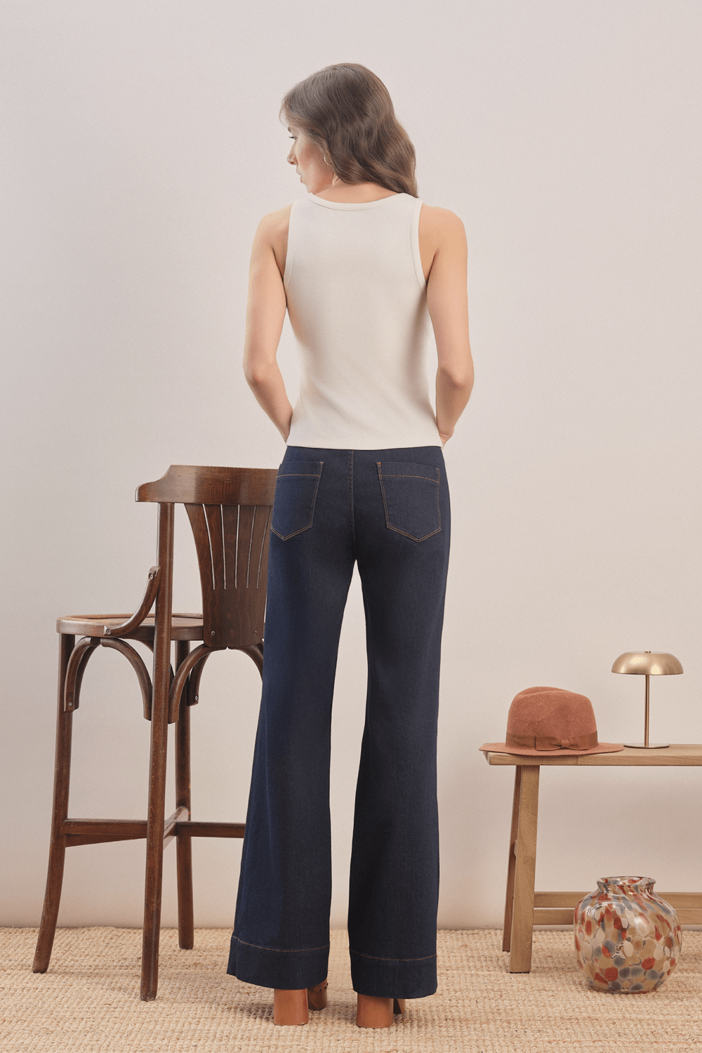 Mavlo-70s Chic Yüksek Bel Bootcut Jeans-Kot Pantolon-4-Milagron.com