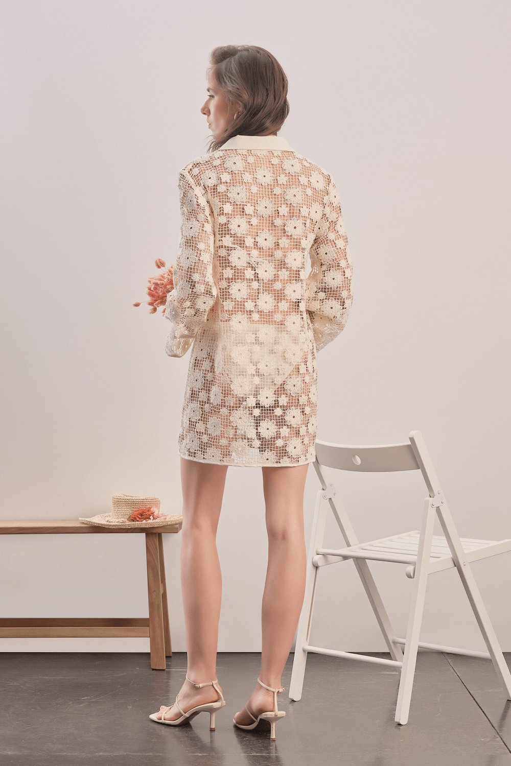 Mavlo-Daisy Kroşe Mini Elbise-Elbise-4-Milagron.com