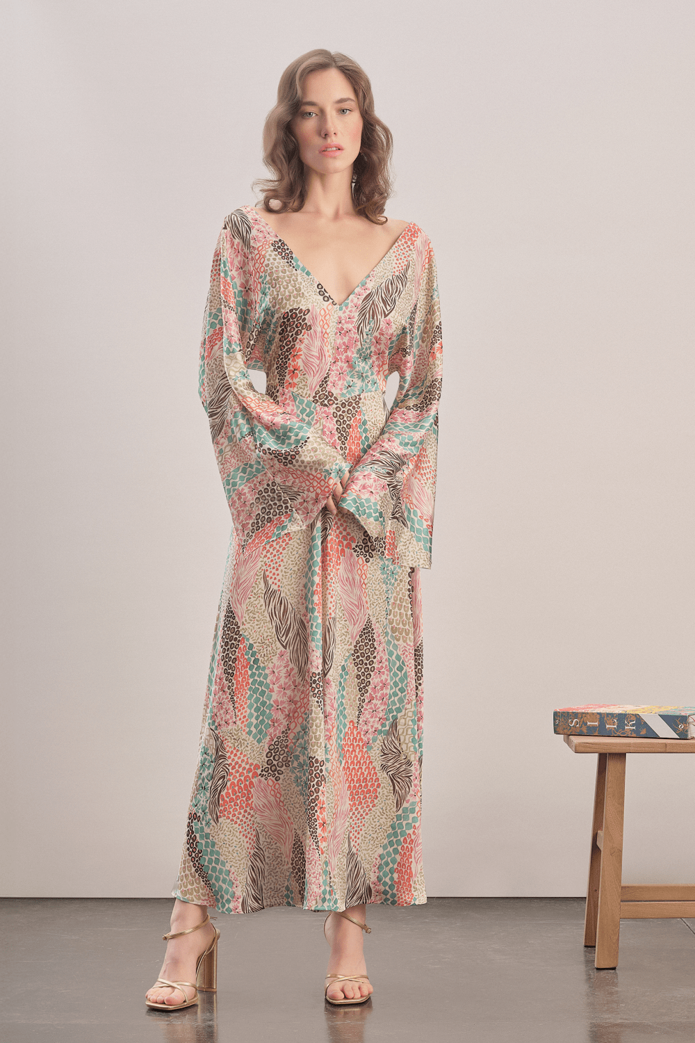 Mavlo-Jardin Saten Maxi Elbise-Elbise-1-Milagron.com