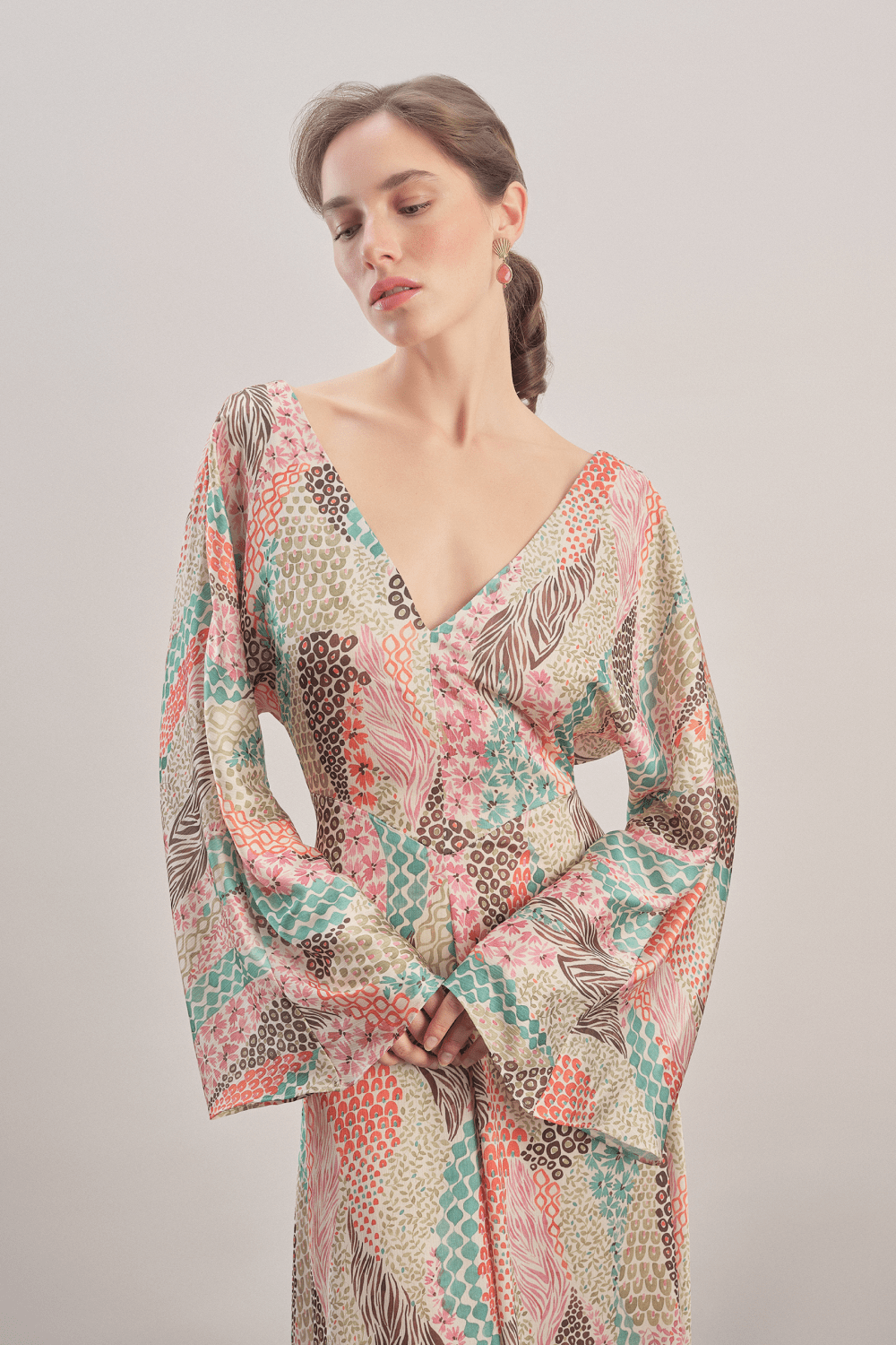 Mavlo-Jardin Saten Maxi Elbise-Elbise-2-Milagron.com