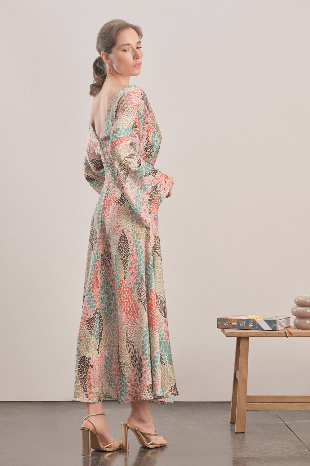 Mavlo-Jardin Saten Maxi Elbise-Elbise-5-Milagron.com