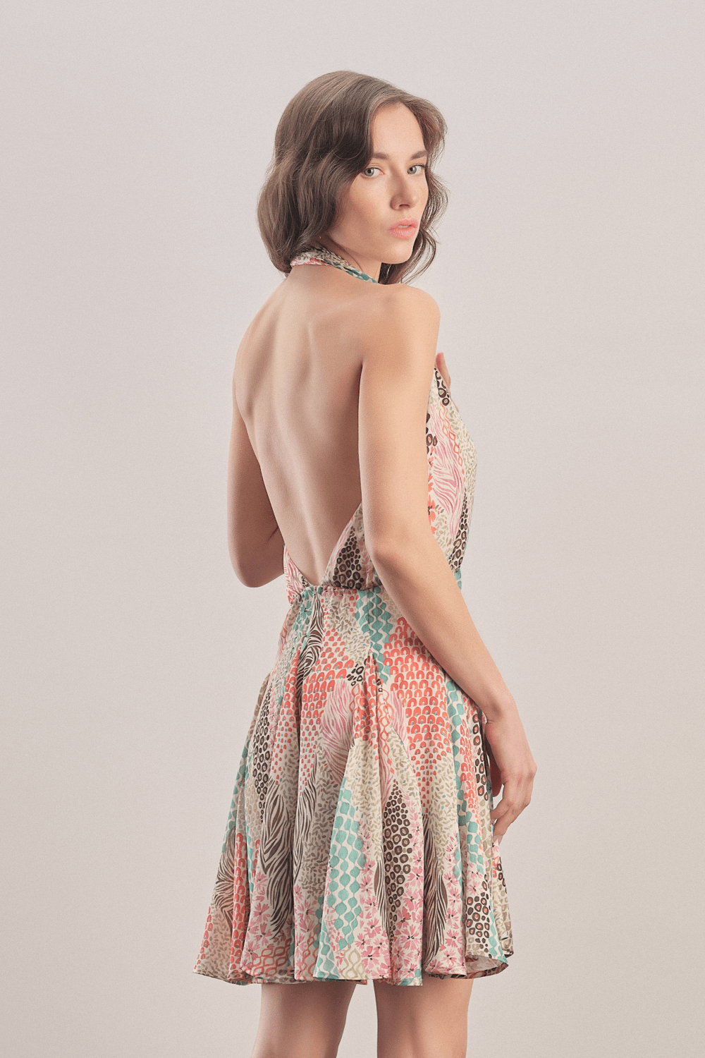 Mavlo-Jardin Saten Mini Elbise-Elbise-4-Milagron.com