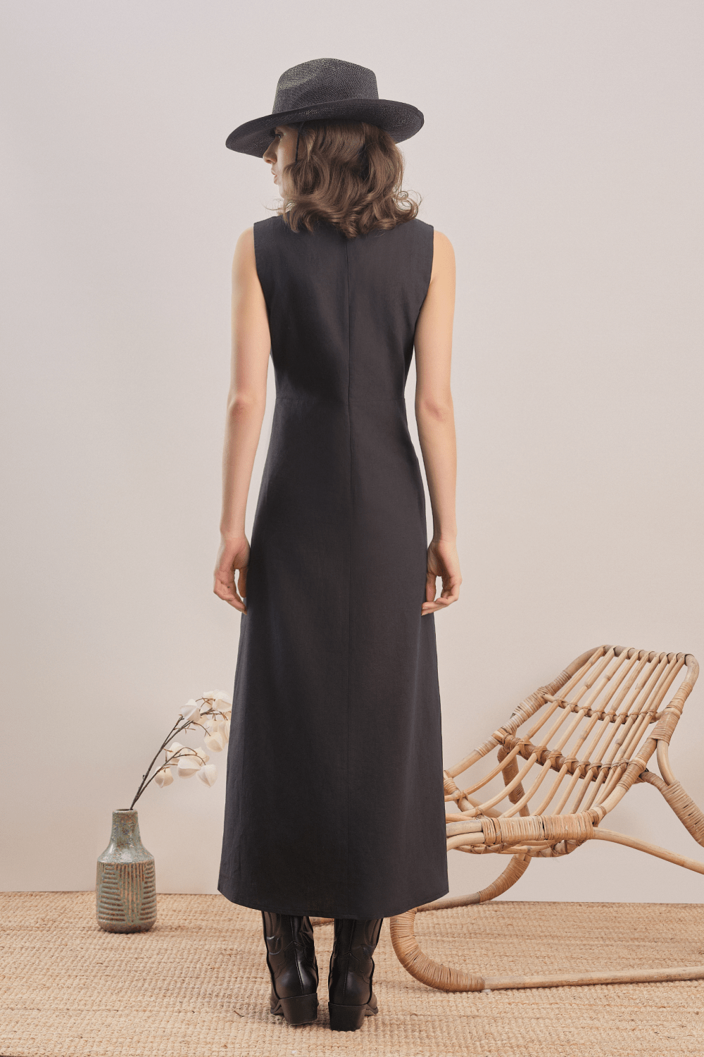 Mavlo-Midnight Bloom Nakışlı Midi Elbise-Elbise-4-Milagron.com