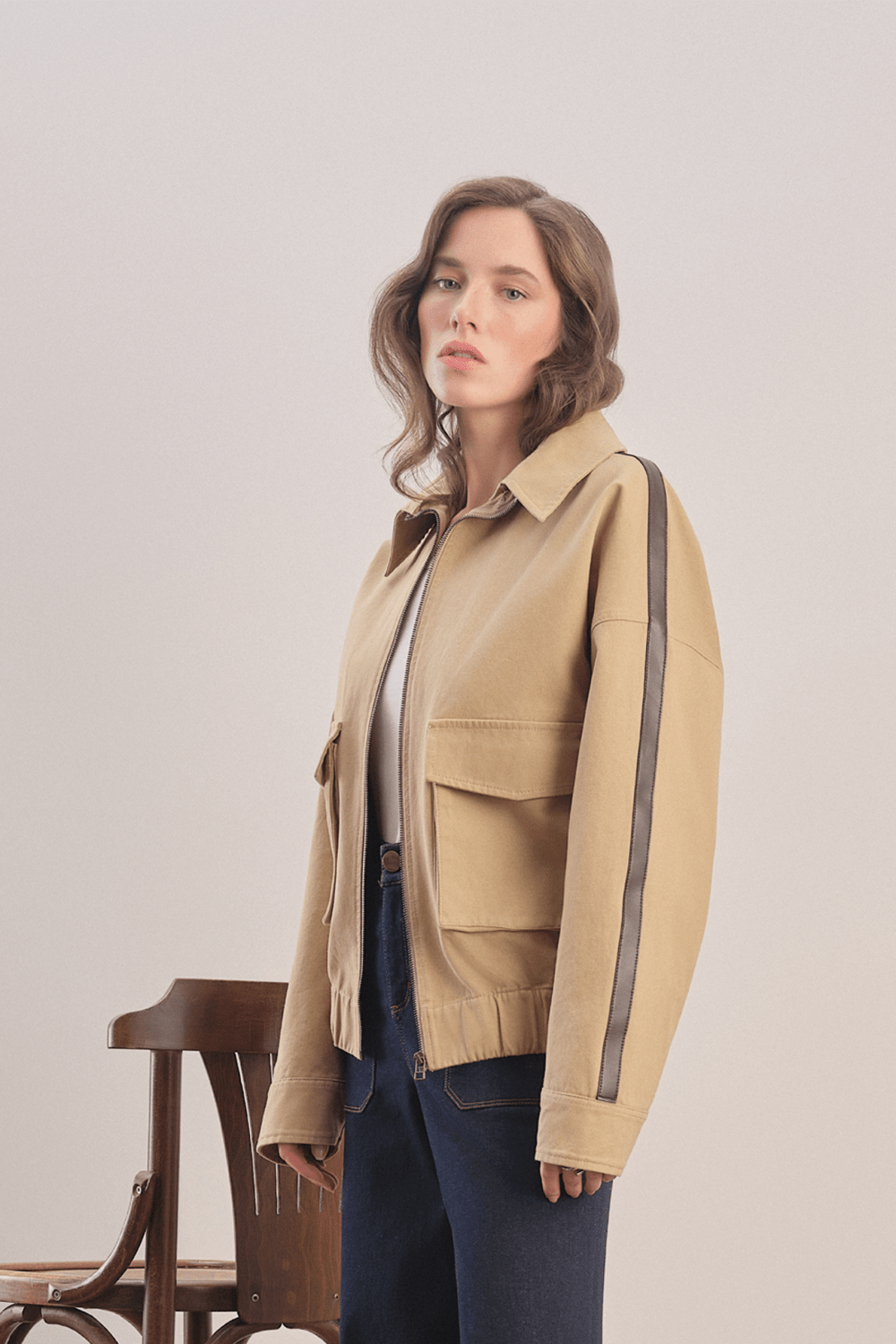 Mavlo-Urban Deri Şeritli Bomber Ceket-Ceket-3-Milagron.com