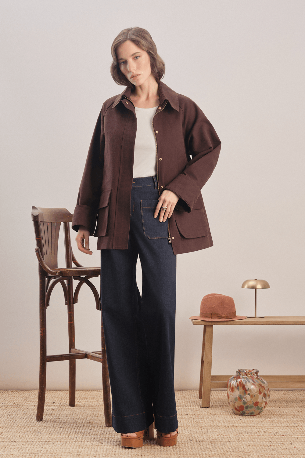 Mavlo-Urban Mumlu Kanvas Ceket / Chocolate Brown-Ceket-2-Milagron.com