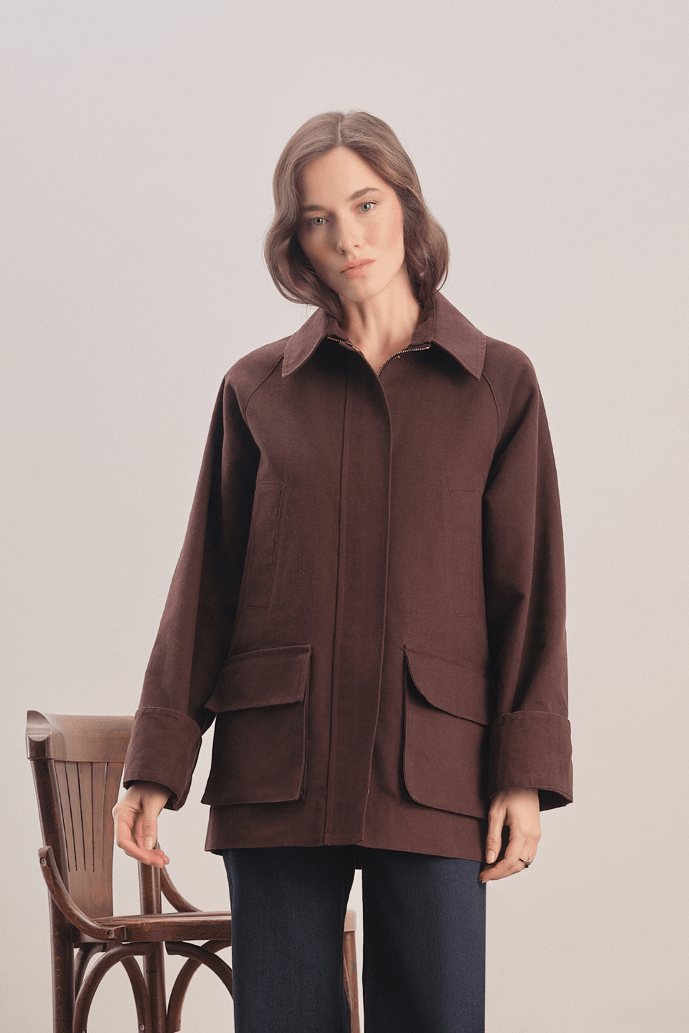 Mavlo-Urban Mumlu Kanvas Ceket / Chocolate Brown-Ceket-3-Milagron.com