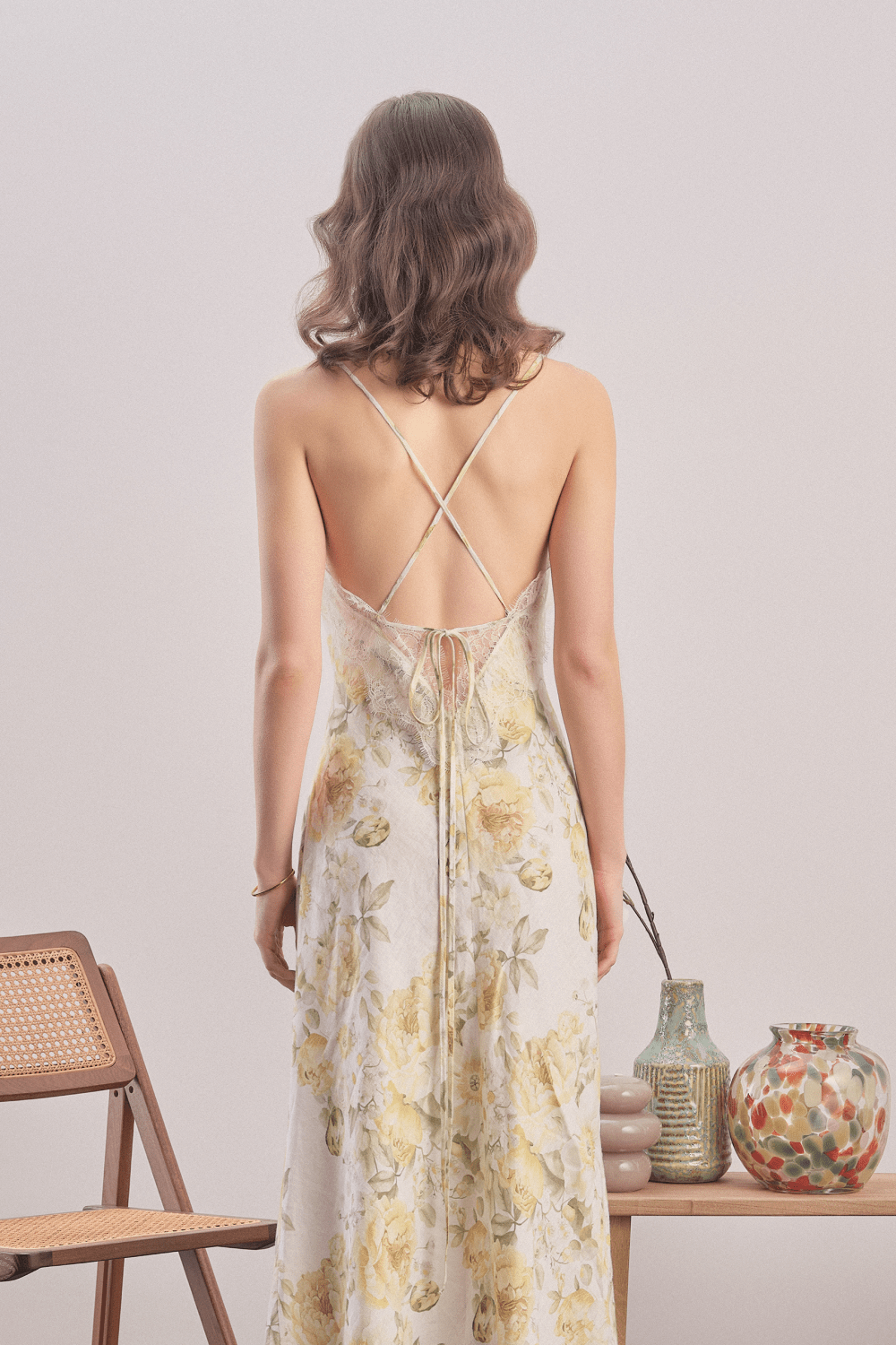 Mavlo-Yellow Meadow Çiçekli Keten Maxi Elbise-Elbise-4-Milagron.com