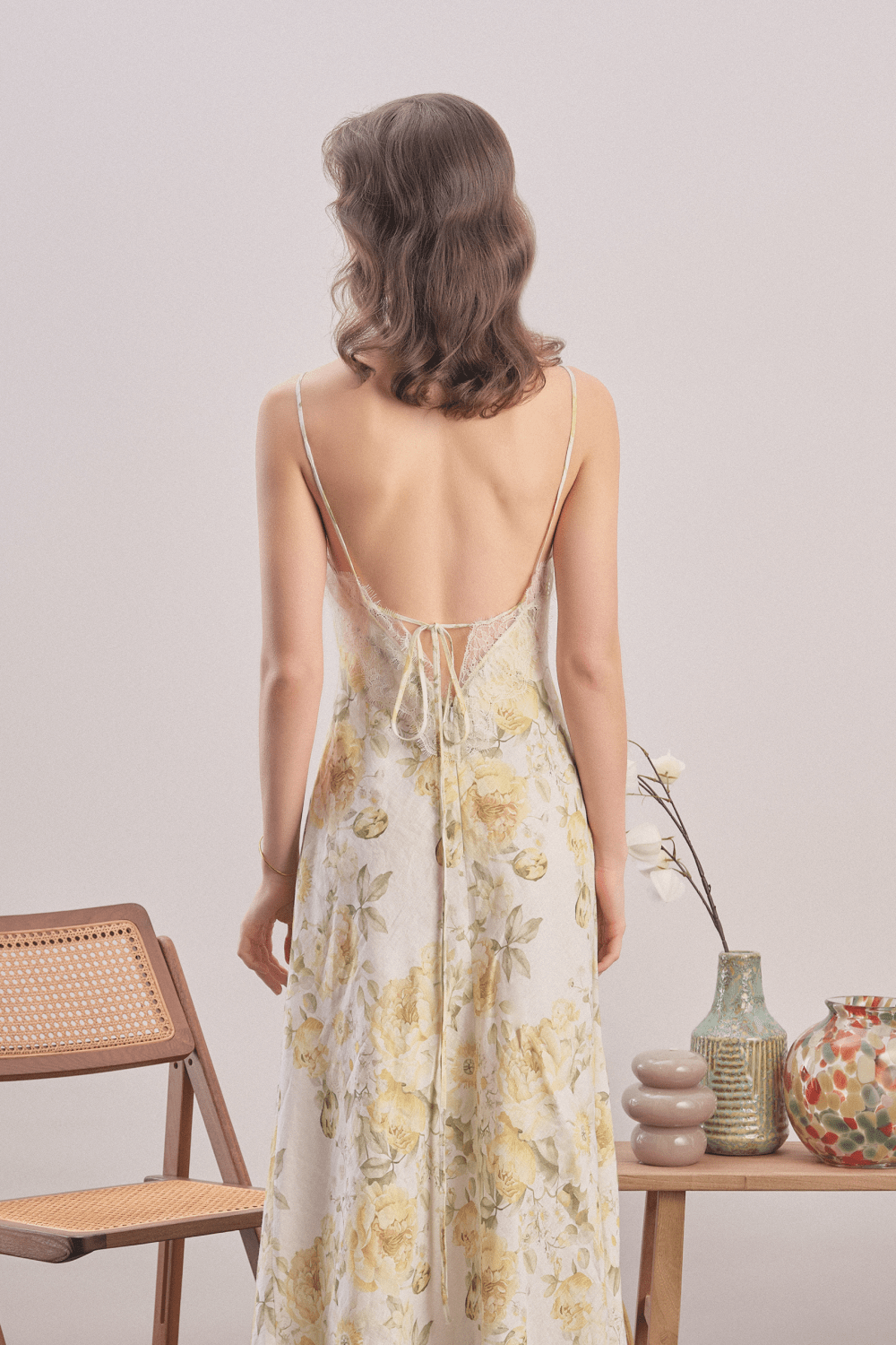 Mavlo-Yellow Meadow Çiçekli Keten Maxi Elbise-Elbise-5-Milagron.com