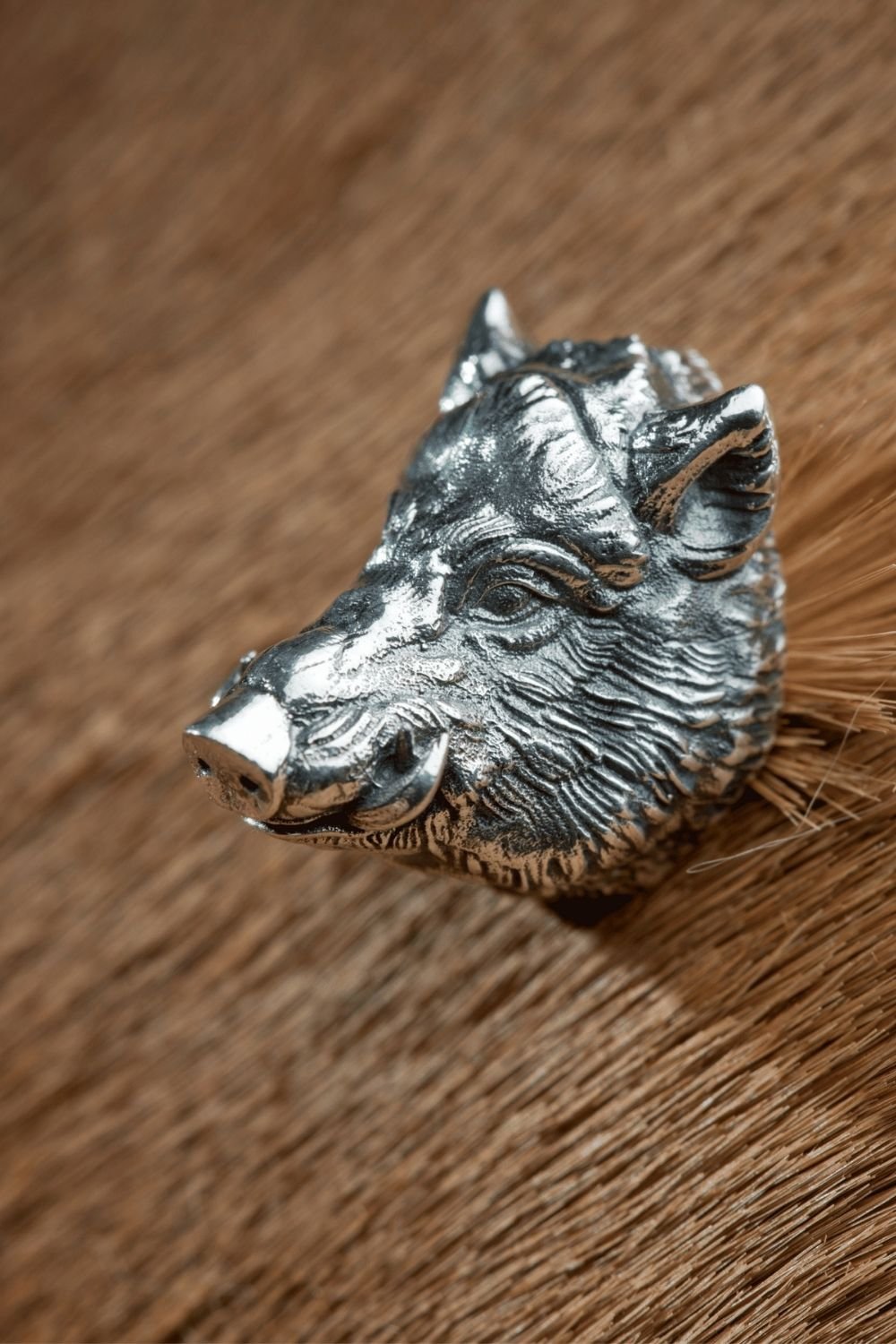 Melinka Accessories-Wild Boar Gümüş Broş 02-Broş-2-Milagron.com