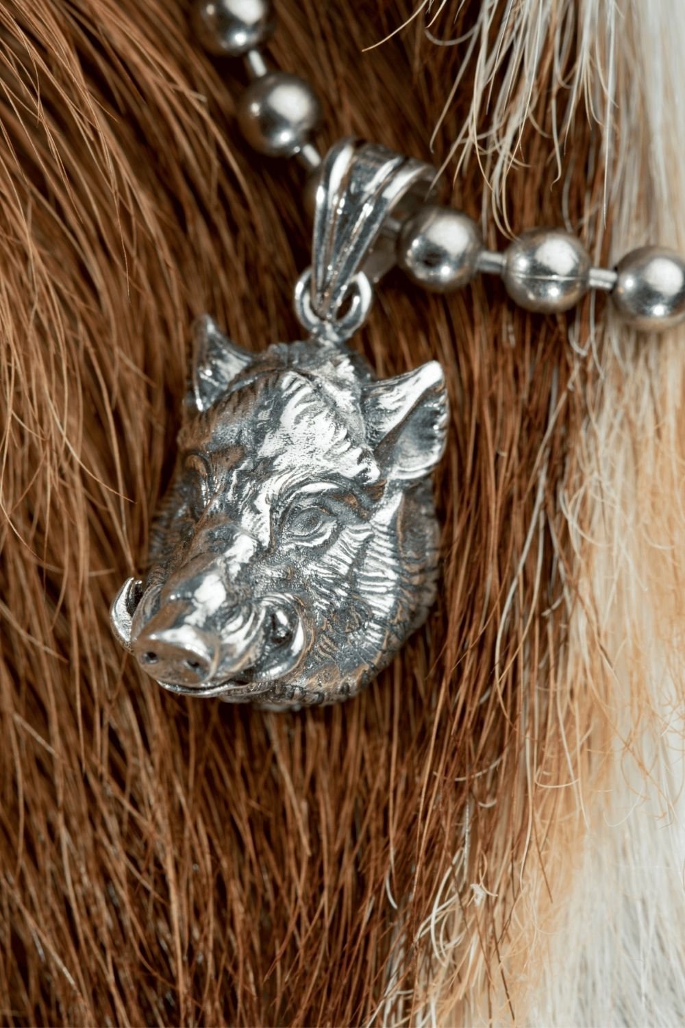 Melinka Accessories-Wild Boar Gümüş Kolye 01-Kolye-3-Milagron.com
