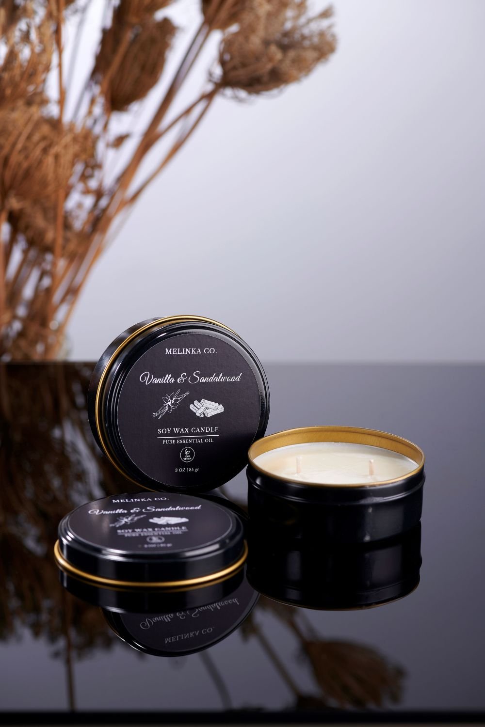 Melinka Co.-Vanilya & Sandal Ağacı Soya Mumu Luna Serisi-Mum-1-Milagron.com