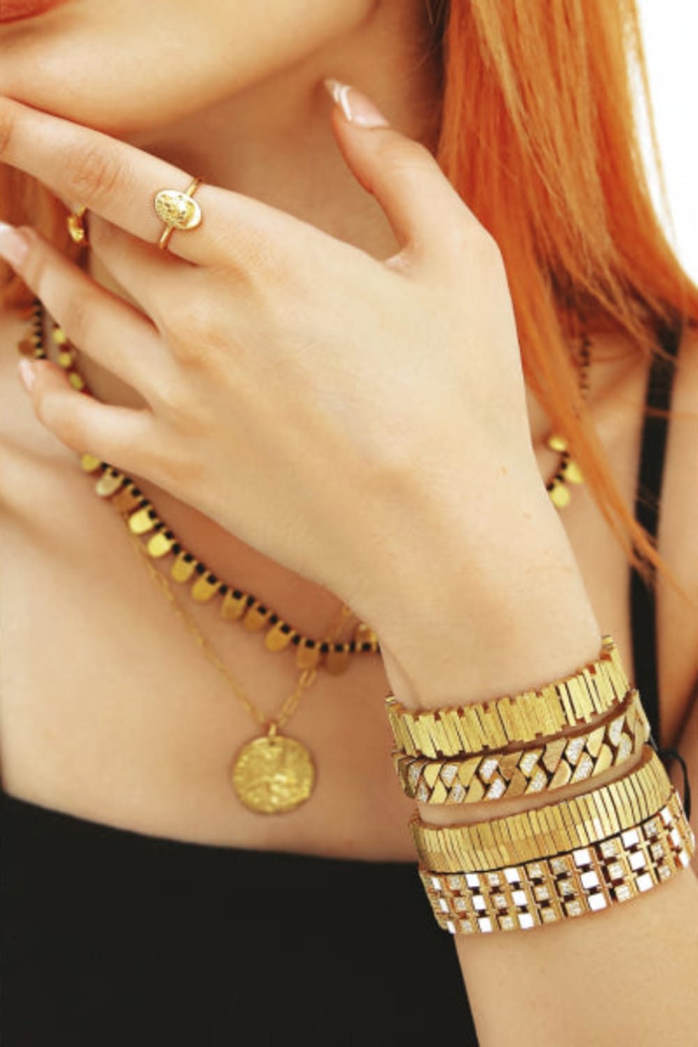 Melon-Gold Stone Chain Bileklik-Bileklik-2-Milagron.com