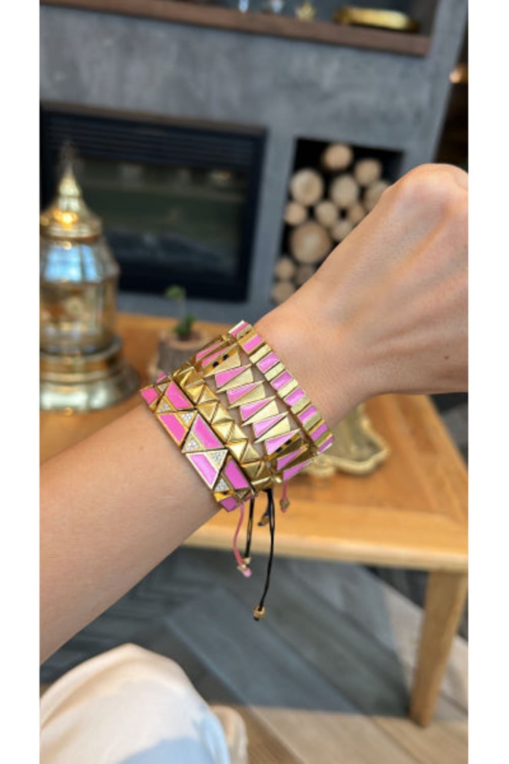 Melon-Gold Zigzag Pink Bileklik-Bileklik-2-Milagron.com