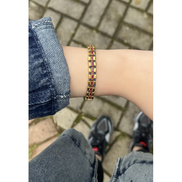 Melon-Melon Leo Kırmızı Baget Taşlı Bileklik-Bileklik-2-Milagron.com