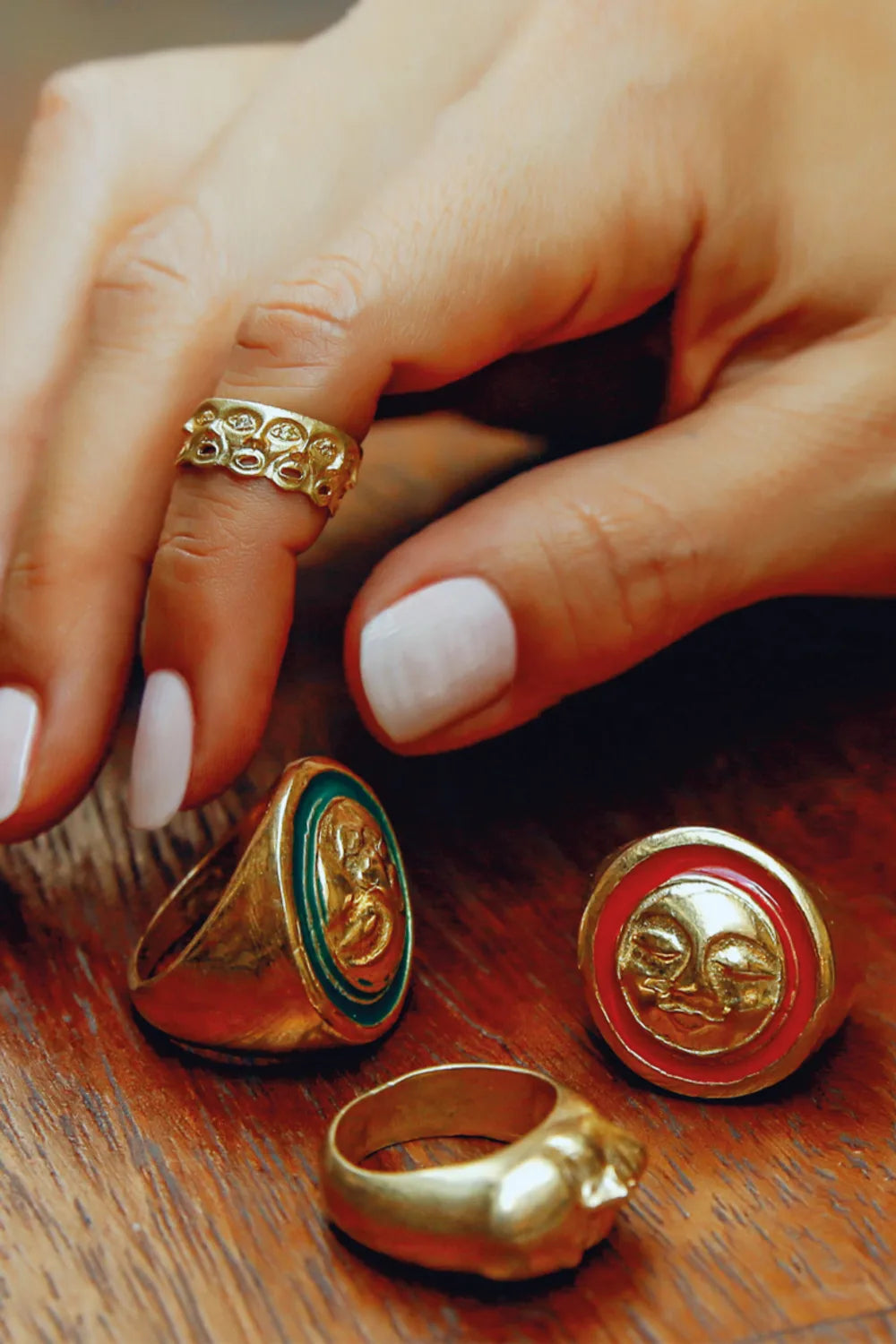 Melon-Yeşil Mineli Face Yüzük-Yüzük-2-Milagron.com