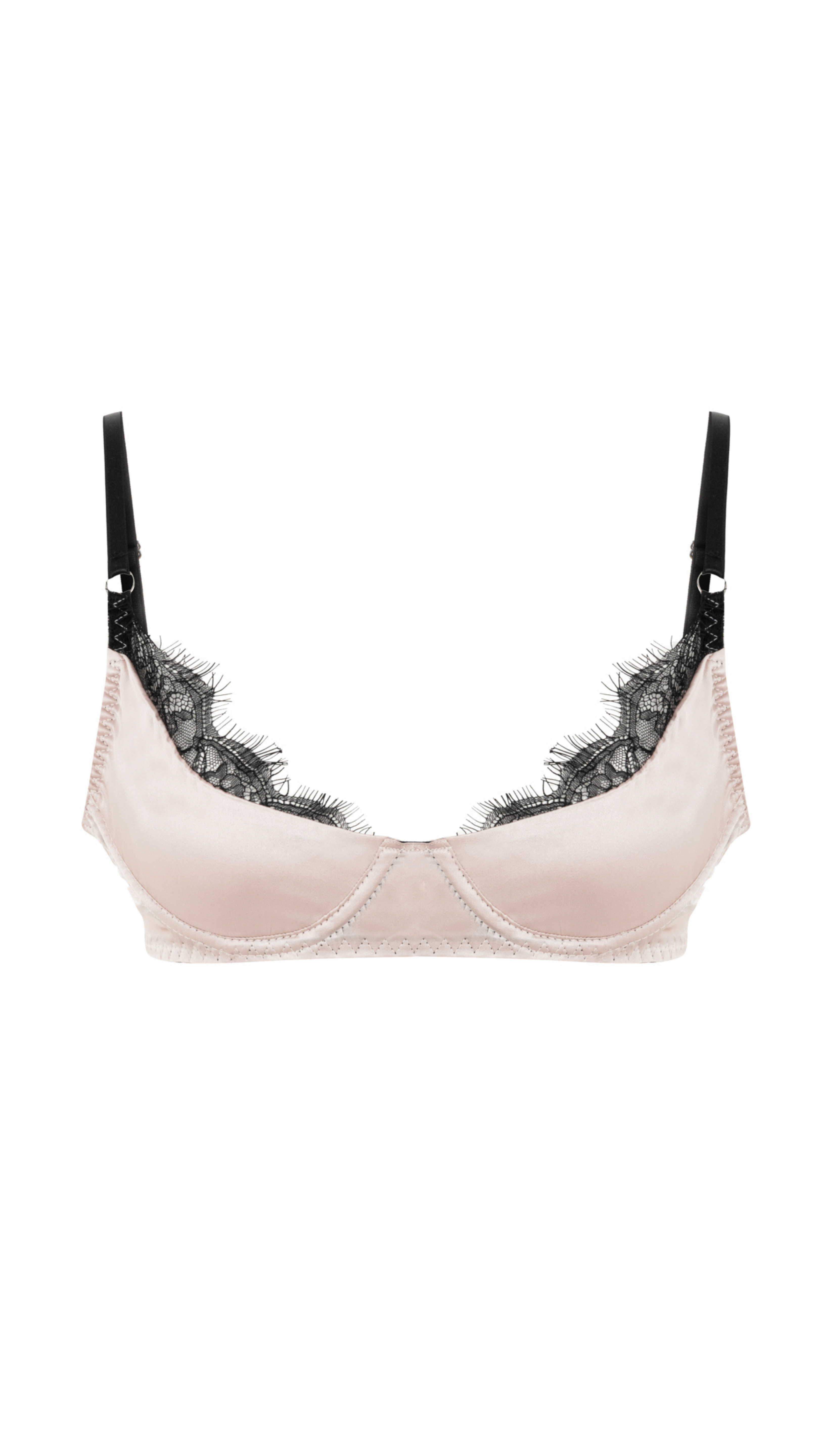 Eos Powder Silk And Black Lace Underwire Bra - 0