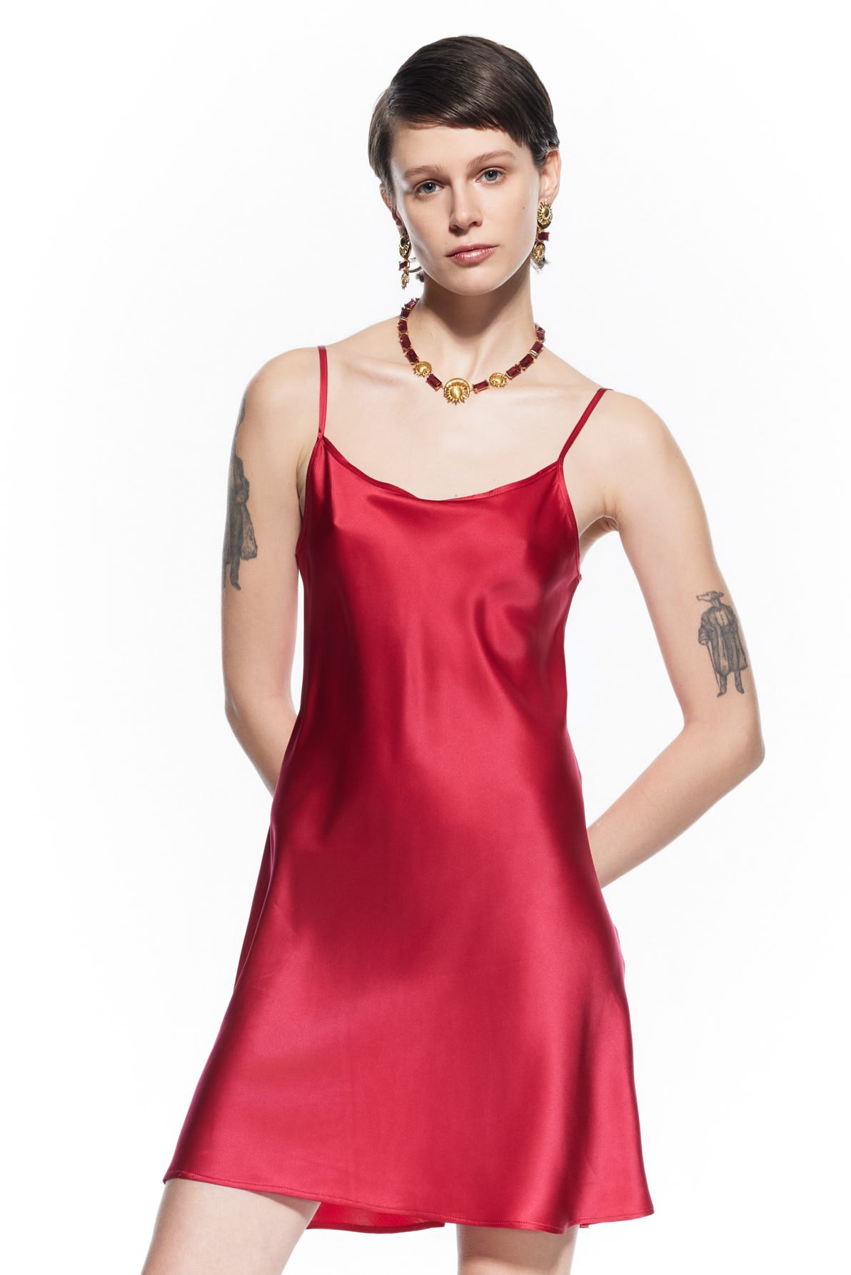 Lyra Silk Nightdress Red
