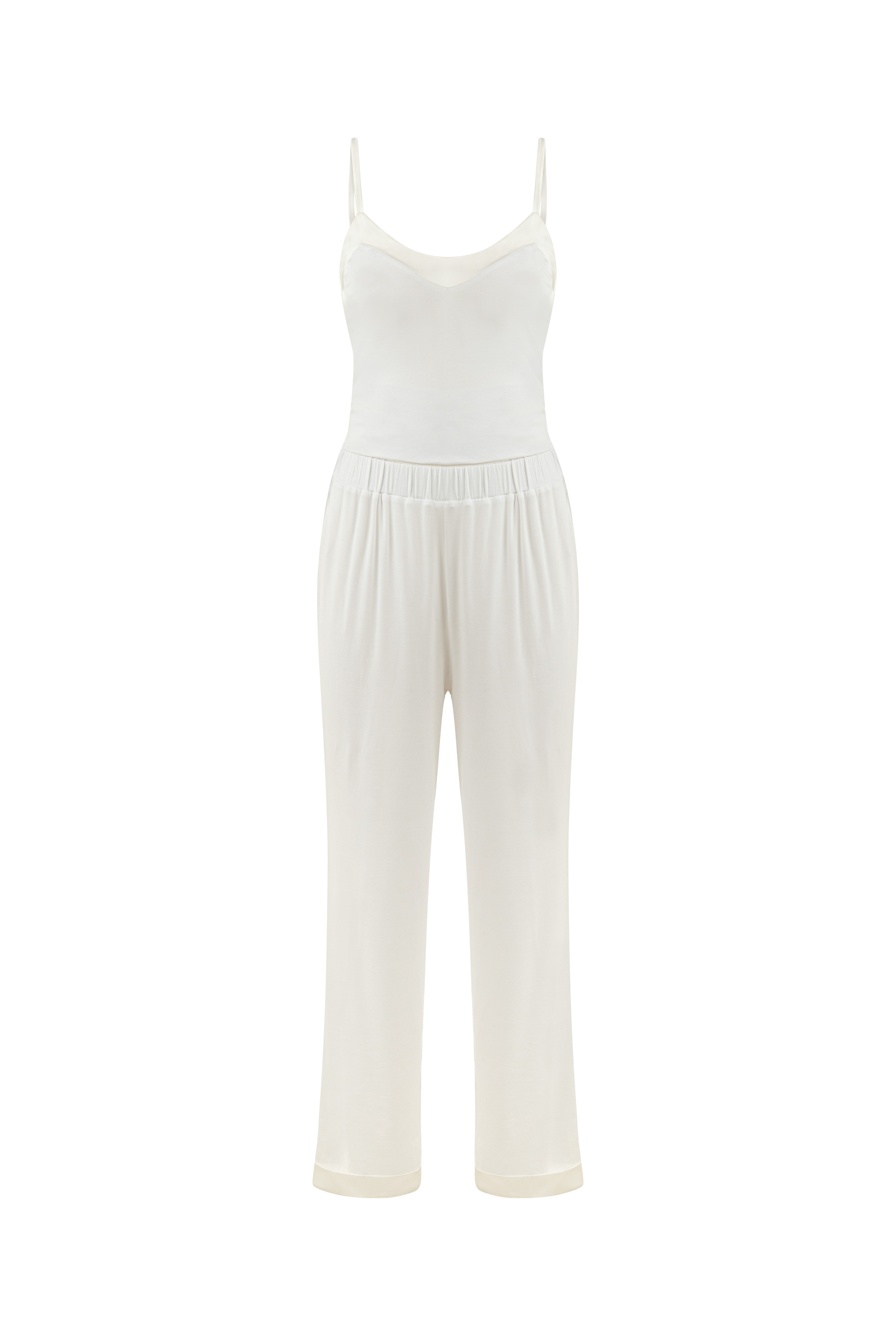 Modal Strap Pajama Set White