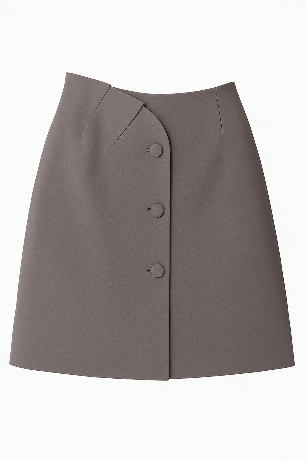 Oval Kapamalı Gri Mini Krep Etek - 1