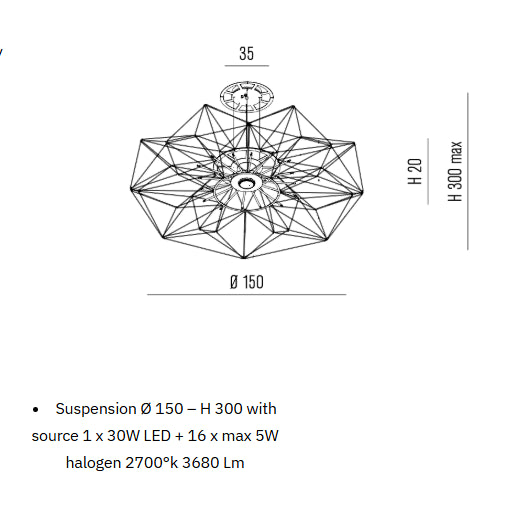 Altatensione Sarkit 1L Krom Ø150X300 Cm Led 1X30W