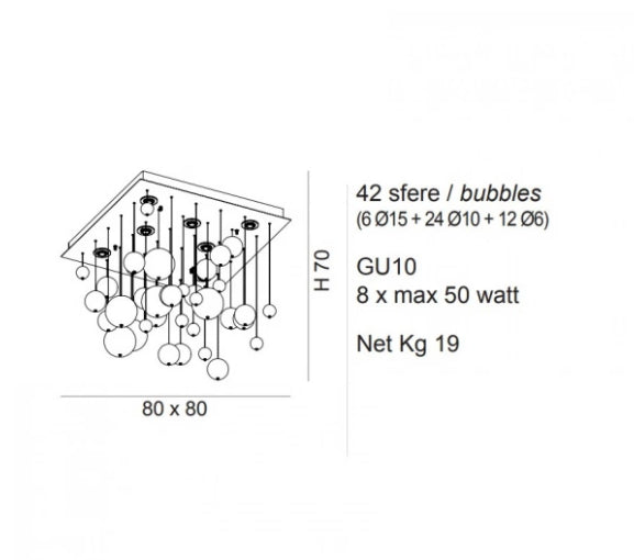 Bolero Plafonyer 8L Kri̇stal-Krom Ø80X70 Cm Gu10 8X50W