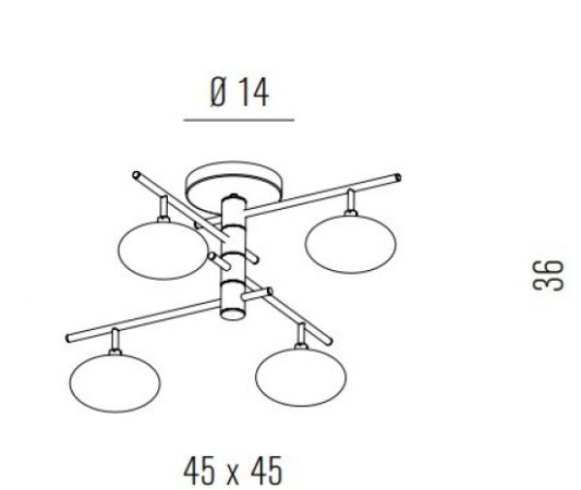 Dolce Plafonyer 4L Krom-Kri̇stal Ø45X36 Cm G9 4X25W