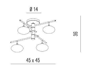 Dolce Plafonyer 4L Kkrom-Sati̇n Ø45X36 Cm G9 4X25W