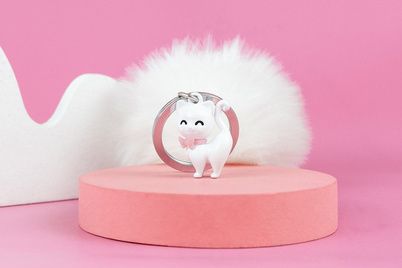 Metalmorphose-Beyaz Kedi Anahtarlık-Anahtarlık-5-Milagron.com