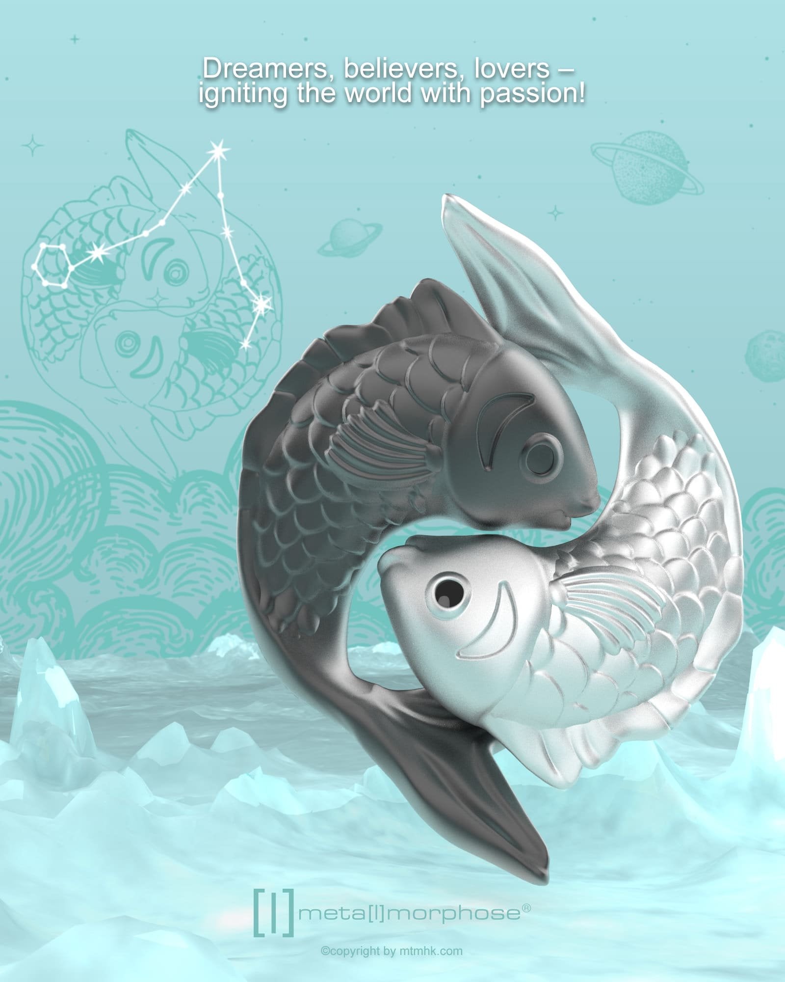 Metalmorphose-Burç Koleksiyonu Balık Anahtarlık / çanta Aksesuarı-Çanta Aksesuarları-5-Milagron.com