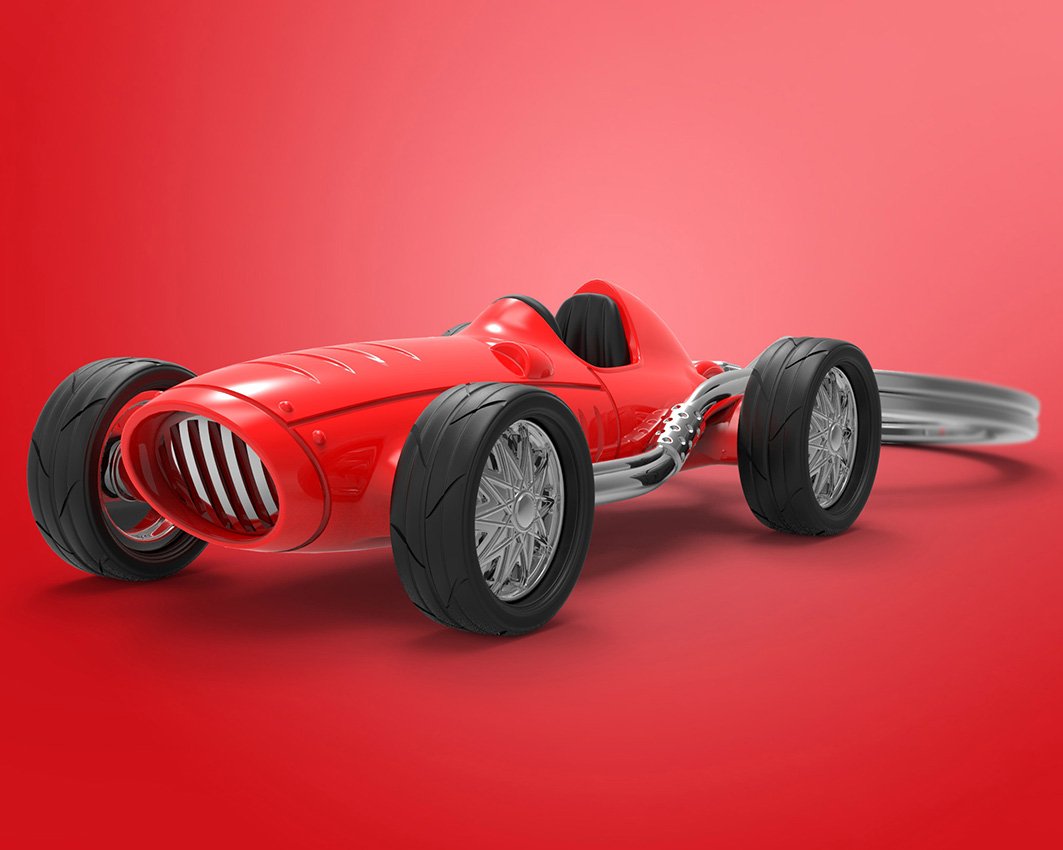 Metalmorphose-Kırmızı Vintage Yarış Arabası Anahtarlık-Anahtarlık-3-Milagron.com