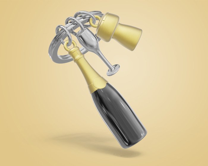 Metalmorphose-şampanya Kadeh Anahtarlık Siyah-Anahtarlık-2-Milagron.com