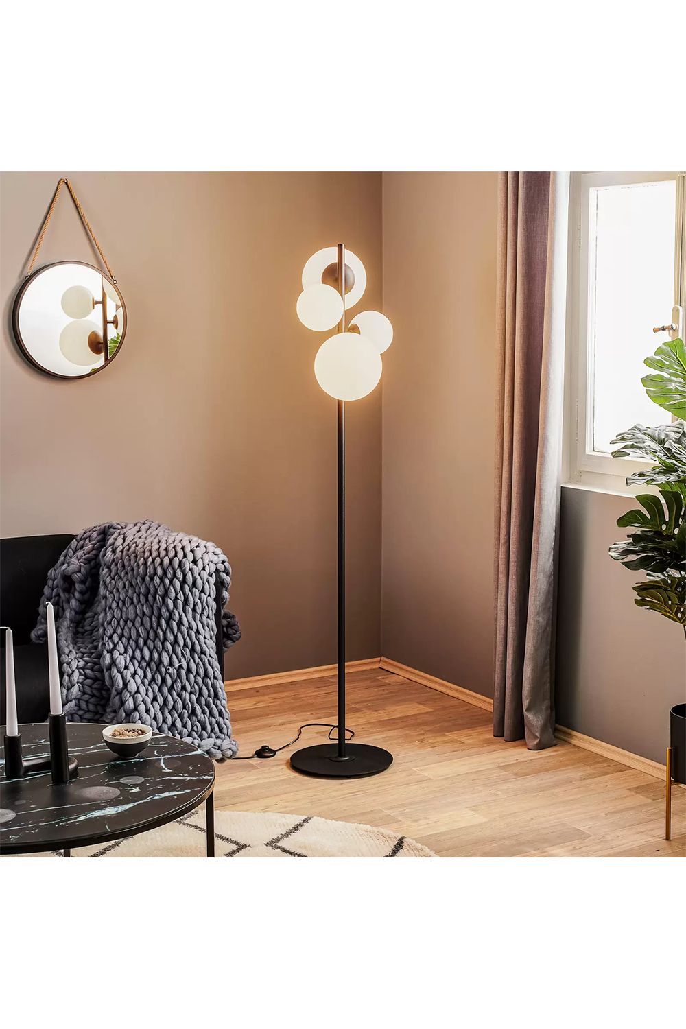 Metanoya Lighting-Floral Lambader - Siyah-Lambader-6-Milagron.com