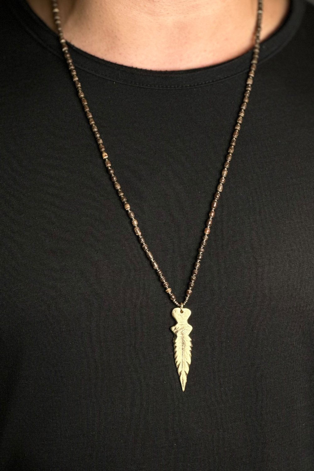 Mey Atelier-La Plume – Antika Bronz Kuş Tüğü Unisex Kolye-Kolye-2-Milagron.com