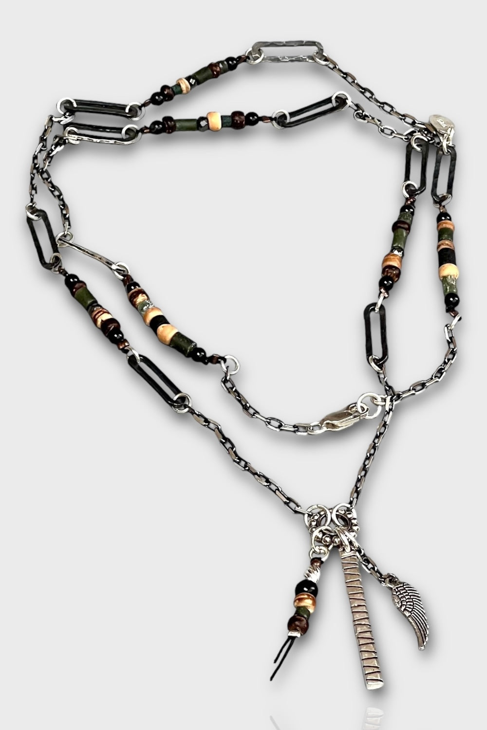 Mey Atelier-Passionette – Özel Tasarım Taşlı Gümüş Zincir Unisex Kolye-Kolye-1-Milagron.com