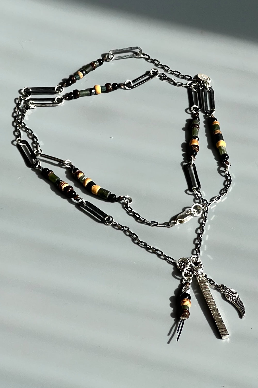 Mey Atelier-Passionette – Özel Tasarım Taşlı Gümüş Zincir Unisex Kolye-Kolye-3-Milagron.com