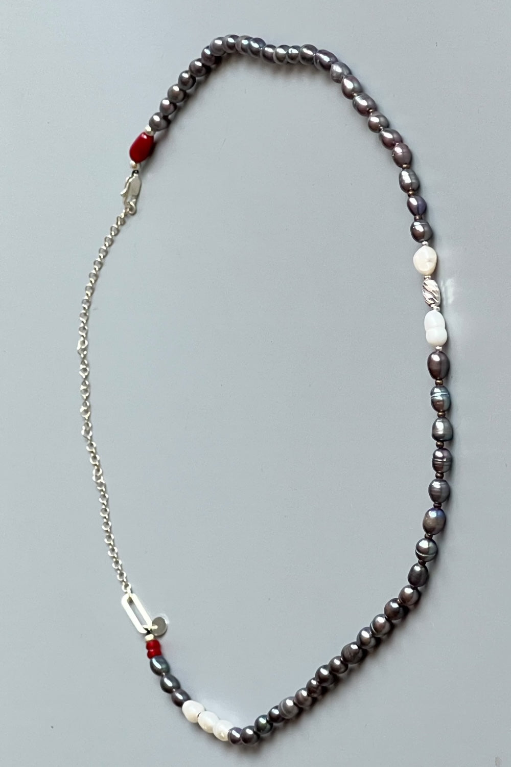 Mey Atelier-Royal Black –coral Silver Black Pearl Unisex Necklace-Kolye-2-Milagron.com
