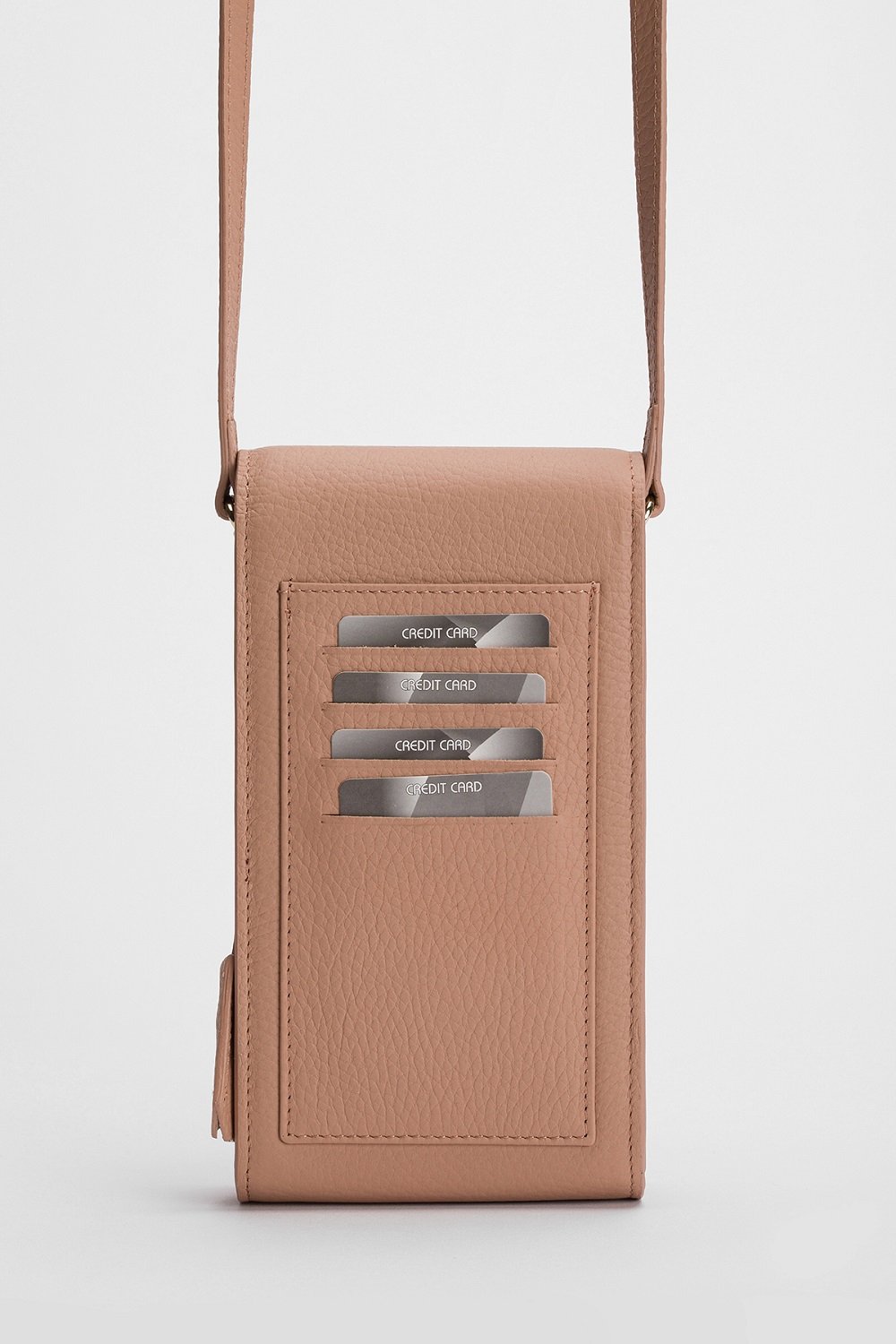 Meyfar-Bej Deri Kartlık - Telefon Bölmeli Çanta-Omuz Çantası-2-Milagron.com