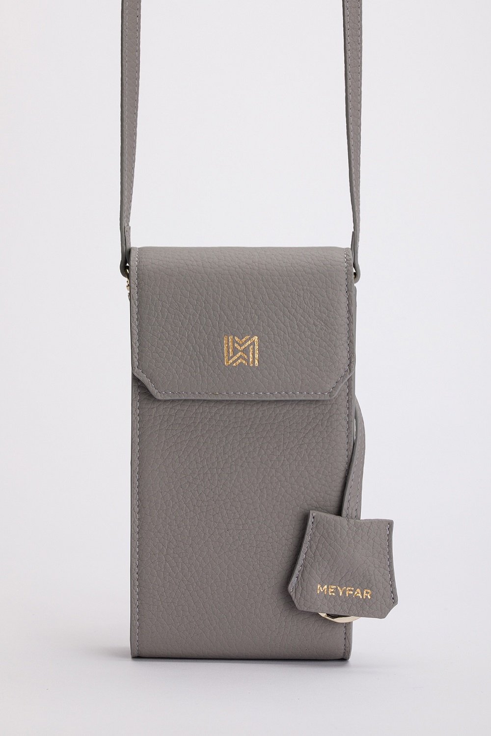 Meyfar-Gri Deri Kartlık - Telefon Bölmeli Çanta-Omuz Çantası-1-Milagron.com