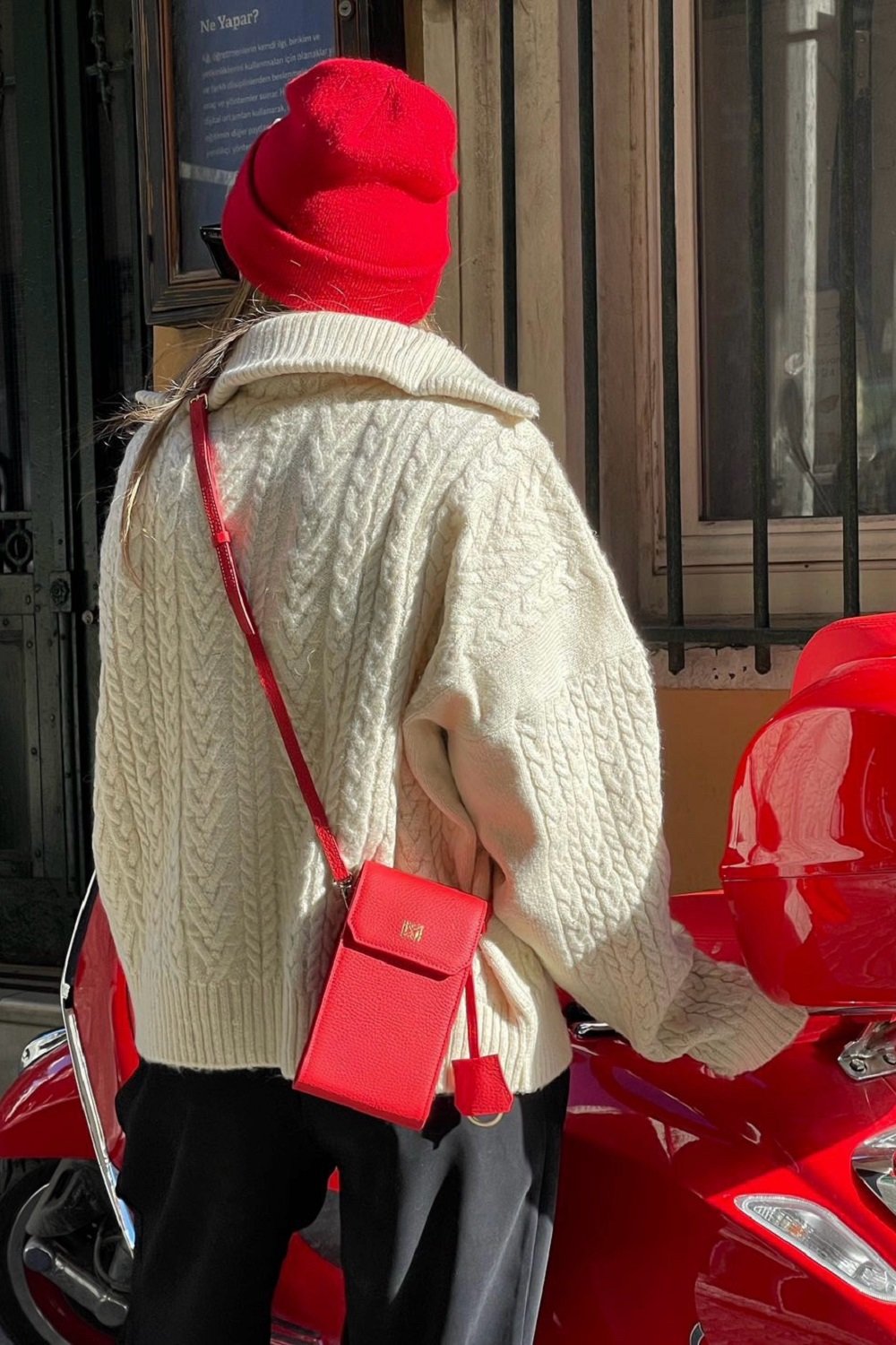 Meyfar-Kırmızı Deri Kartlık - Telefon Bölmeli Çanta-Omuz Çantası-4-Milagron.com