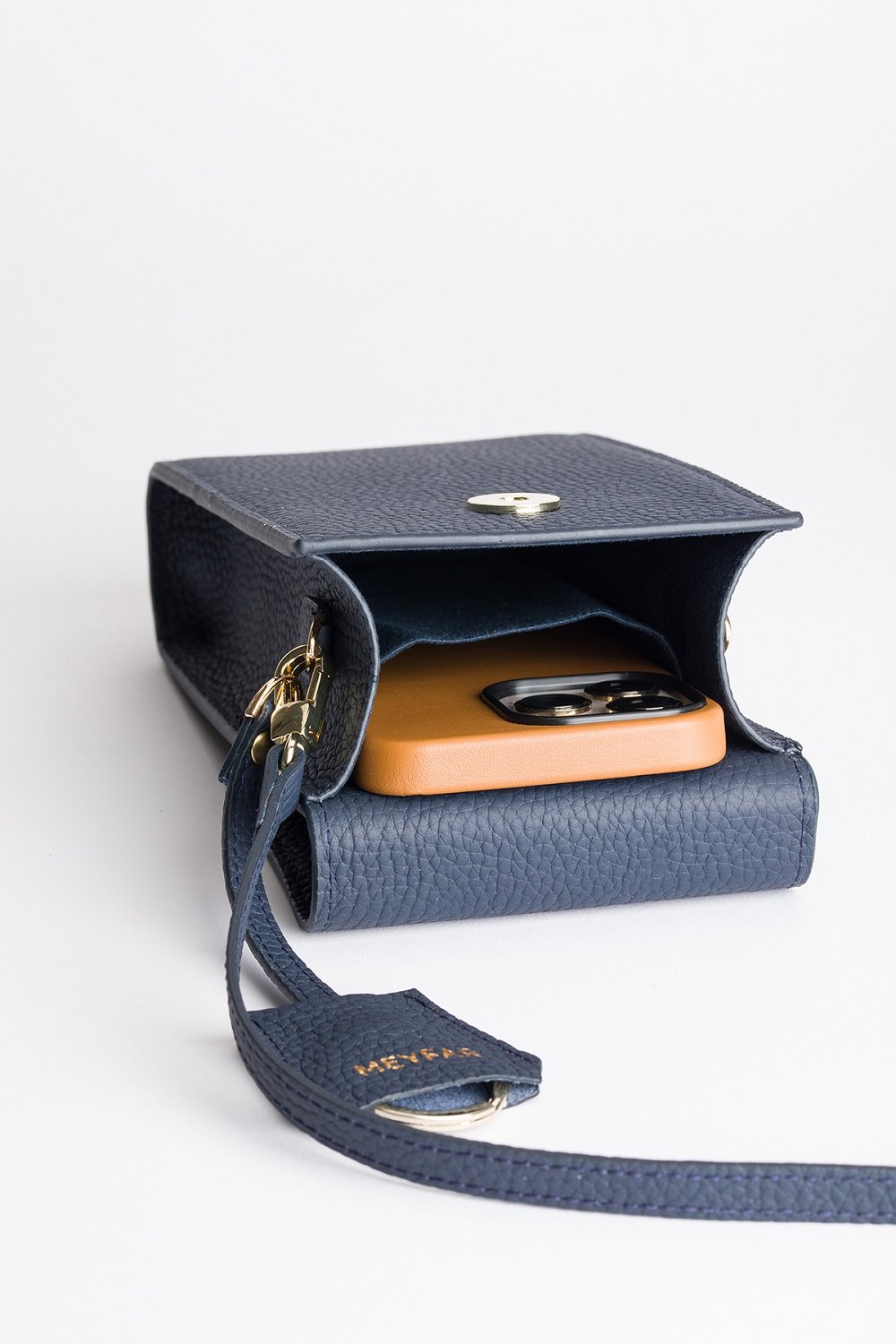Meyfar-Lacivert Deri Kartlık - Telefon Bölmeli Çanta-Omuz Çantası-3-Milagron.com